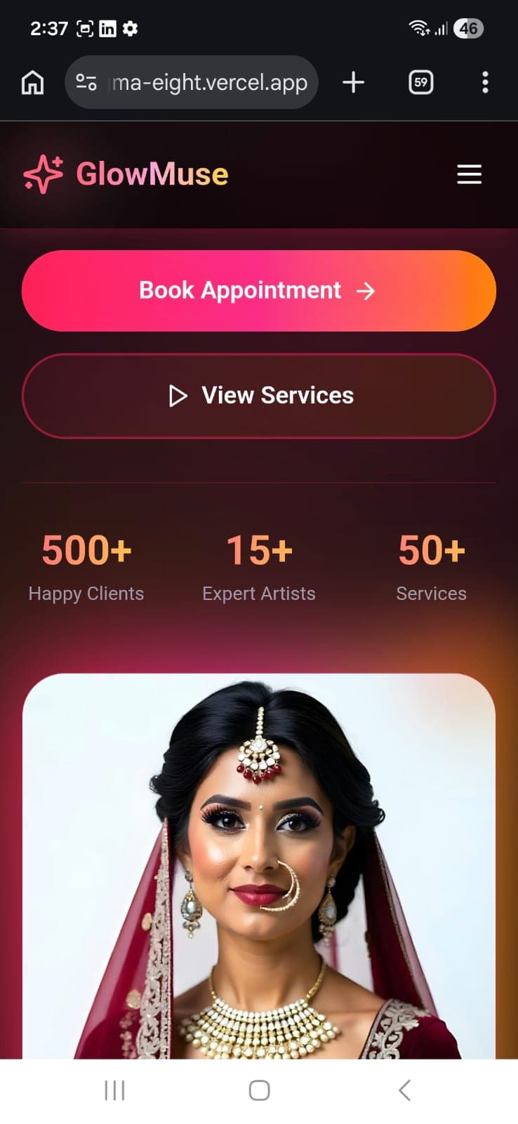 Luxury salon website preview